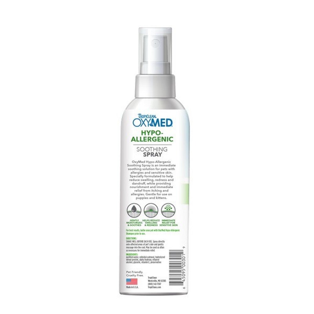 TropiClean OxyMed Hypoallergenic Anti Itch Spray for Dogs 236ml Dog Supplies TropiClean